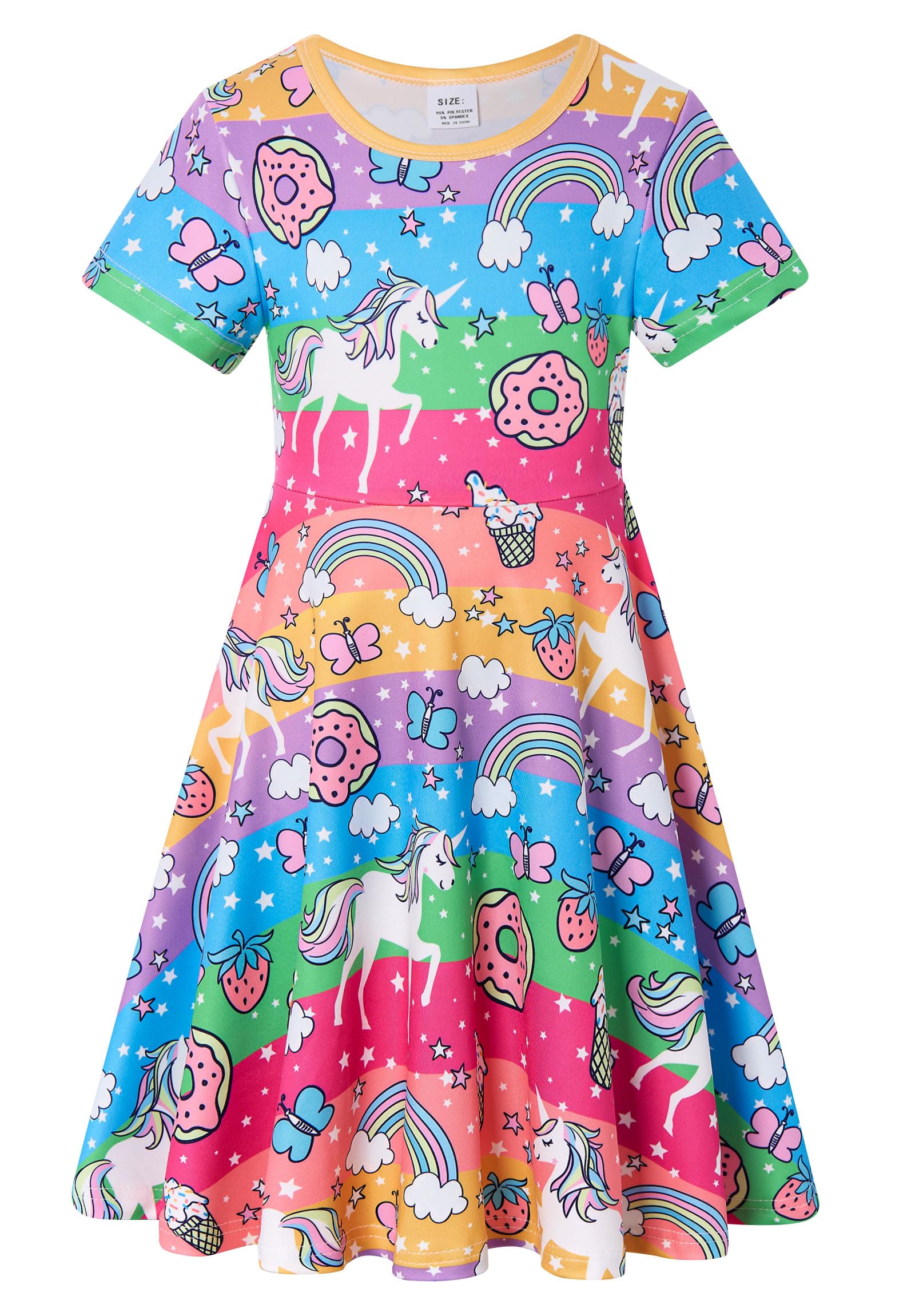 RAISEVERN Toddler Girls Dresses Short Sleeve Casual Midi Sundress 4-9T
