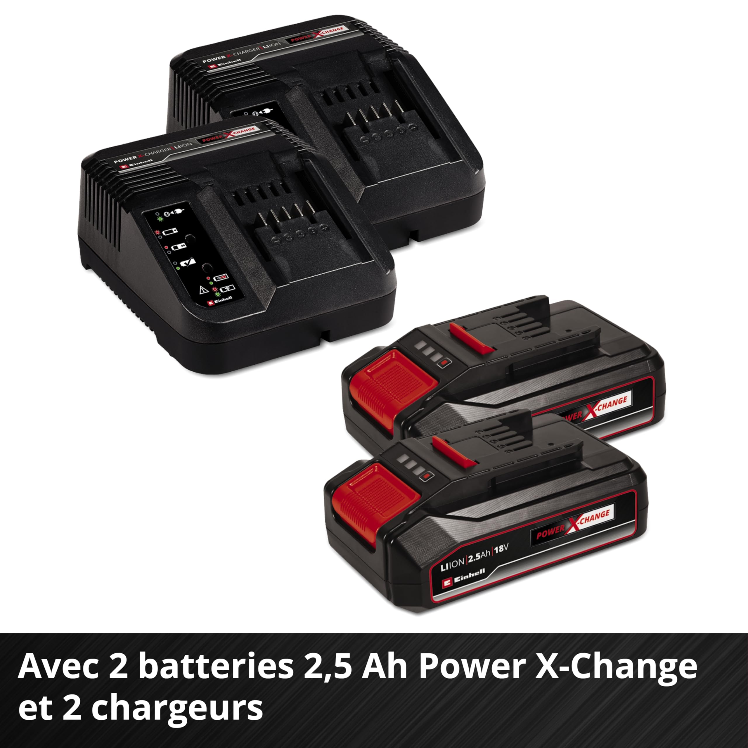 Einhell Tondeuse à Gazon sans Fil GE-CM 36/33 Li Kit - Power X-Change 36 V 33 cm Largeur de Coupe avec 2 Batteries 2,5 Ah et 2 Chargeurs