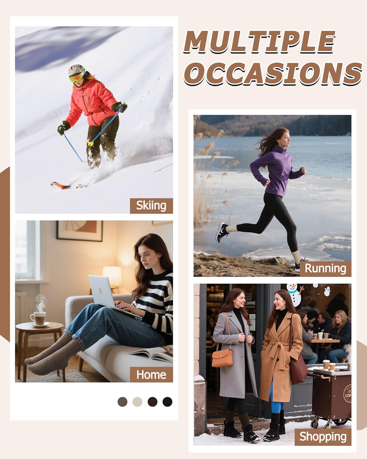 Senker Fashion Boot Socks for Women, Thick Wool Winter Warm Thermal Sock for Hiking Stockings Stuffers Christmas Gifts - Image 6