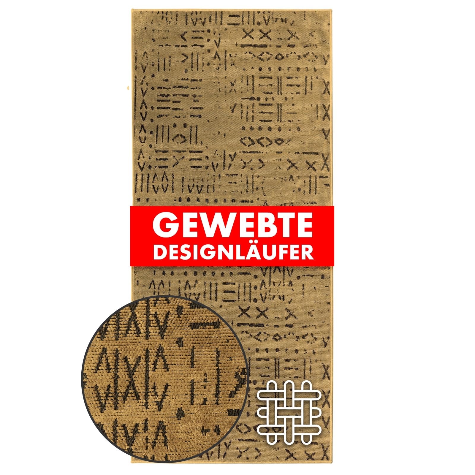 KARAT Tapis de couloir premium tissé avec motif - 80 x 450 cm, Beige - Tapis en coton pelucheux - Tapis pour cuisine, couloir et espace de vie - Tapis de couloir pour cuisine, couloir et entrée (Vena)