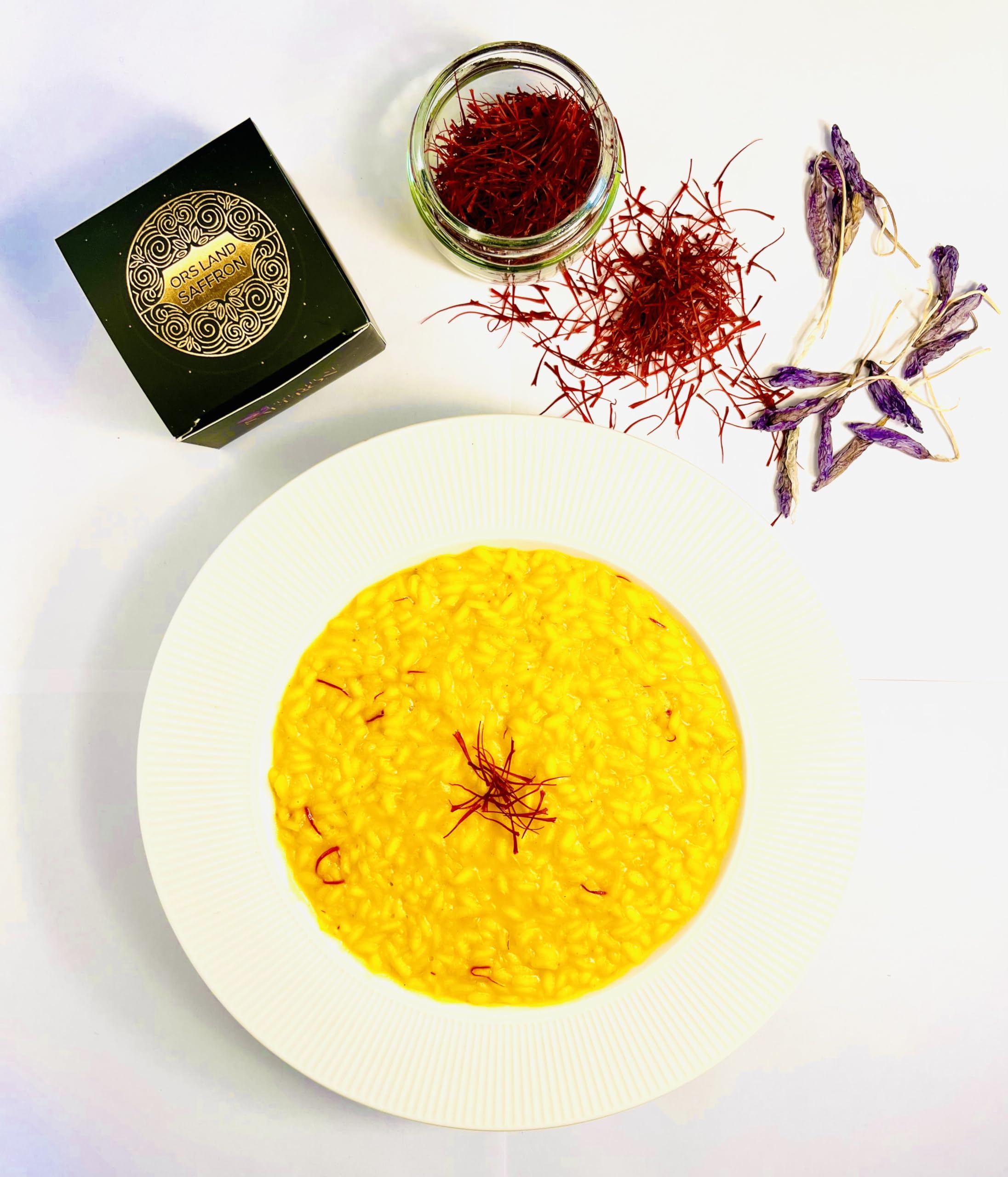 Zafferano ORS LAND - 5g di Pistilli Puro - Qualità Premium (Super Negin), Confezionato in Barattolo di Vetro e Scatola in Cartone, Ideale per Risotto alla Milanese, Paella e Tutti Usi Culinari