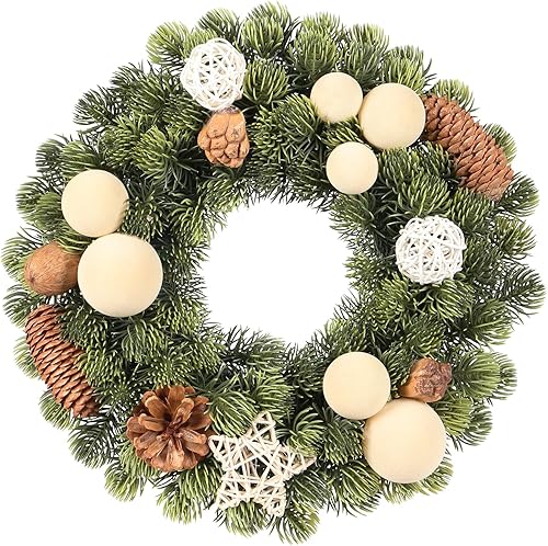 SY Super Bang Corona de Navidad de cuernos de alce de 18 pulgadas corona artificial que incluye piña de bayas para puerta delantera hogar interiores SY Super Bang Corona de Navidad de cuernos de alce de 18 pulgadas corona artificial que incluye piña de bayas para puerta delantera hogar interiores