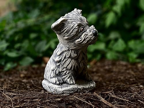 Miniatura 5 de OLOMA Estatua de hormigón hecha a mano, escultura de perro Westie de piedra gris, adorno impermeable para jardín al aire libre, conmemorativo para
