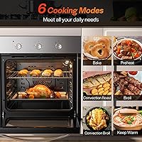 Vista 2 de Empava Horno eléctrico de pared simple de 24 pulgadas con 6 funciones de cocción, sistema de convección integrado con control mecánico de perilla