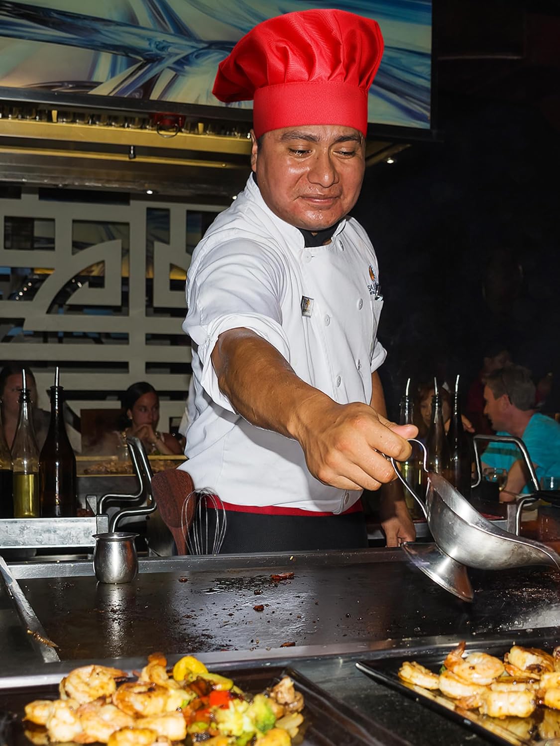 Mepase 3 Pcs Hibachi Chef Costume Adult Accessories Hibachi Chef Hat Apron with Hachimaki Tie Teppanyaki Hat for Men Women Japanese Cuisine Lovers Halloween Party Decorations BBQ Birthday Party Decor - Image 7