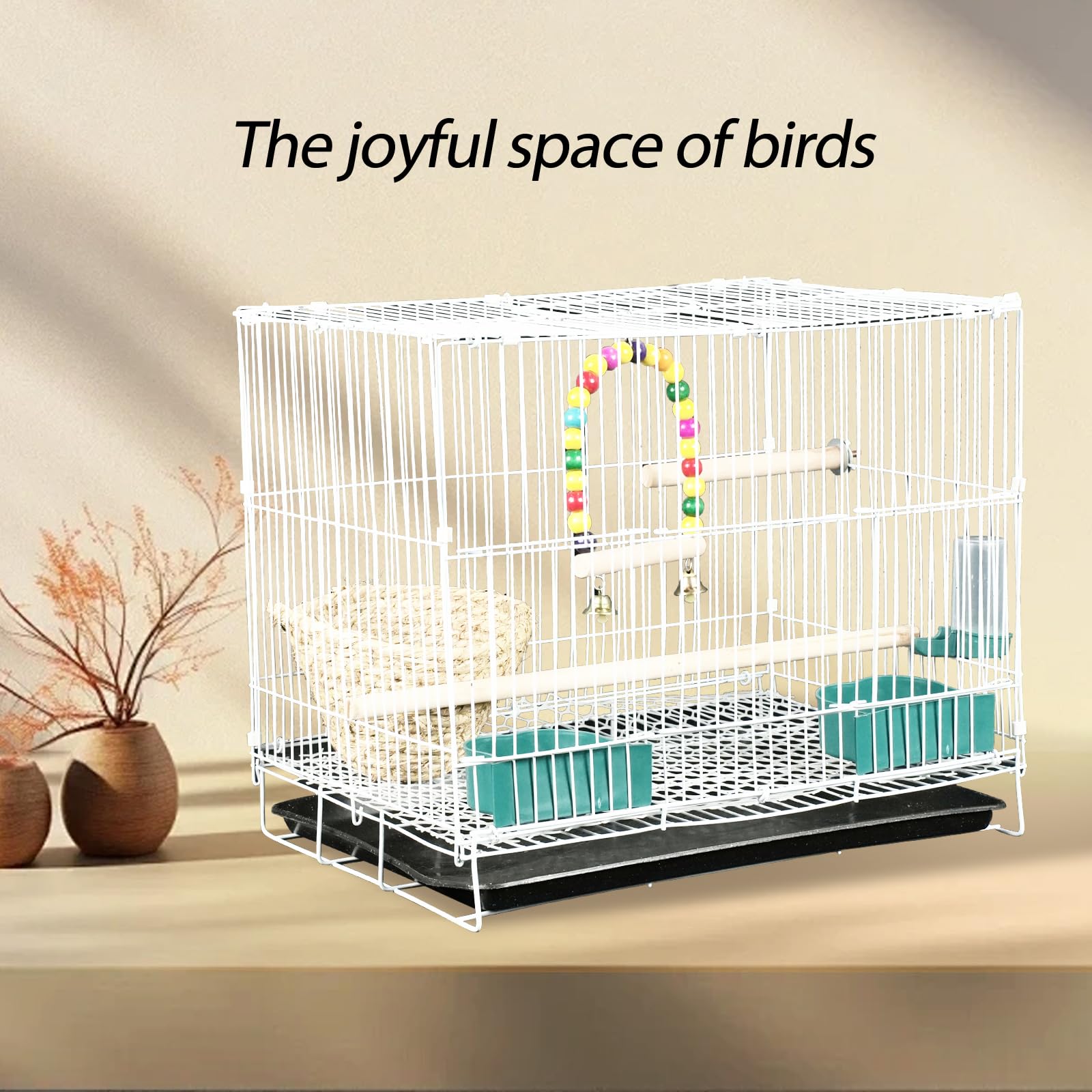Lightweight bird cage set,with birdcage,bird toys,straw bird nest,and convenient cleaning tray,suitable for long tailed parrot love bird - Image 2