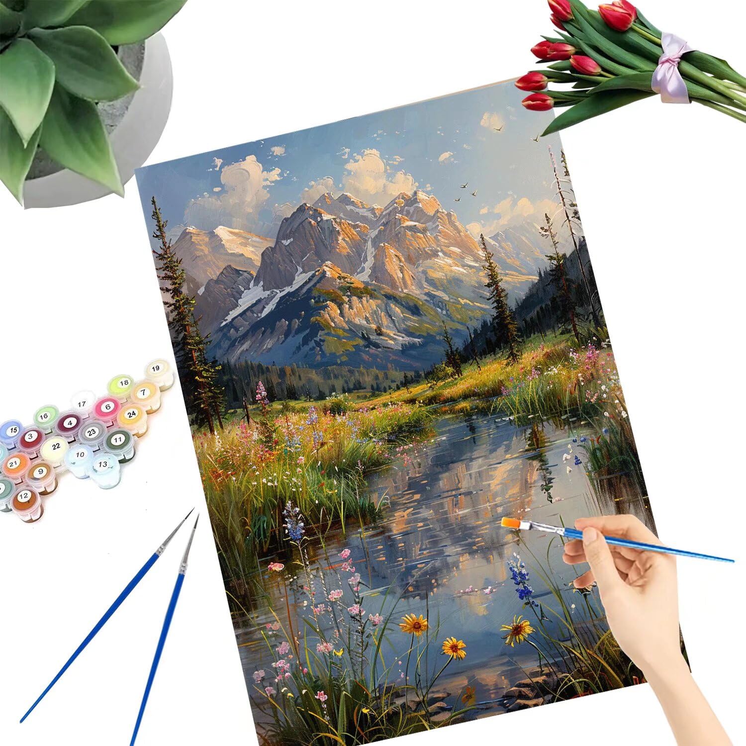 Pintar por Numeros Adultos pintar por numeros niños manualidades niños 10 años, DIY Pintar por Números de Pincel y Pintura acrílica Decoraciones para el Hogar Manualidades, sin Marco 60x80cm C-134