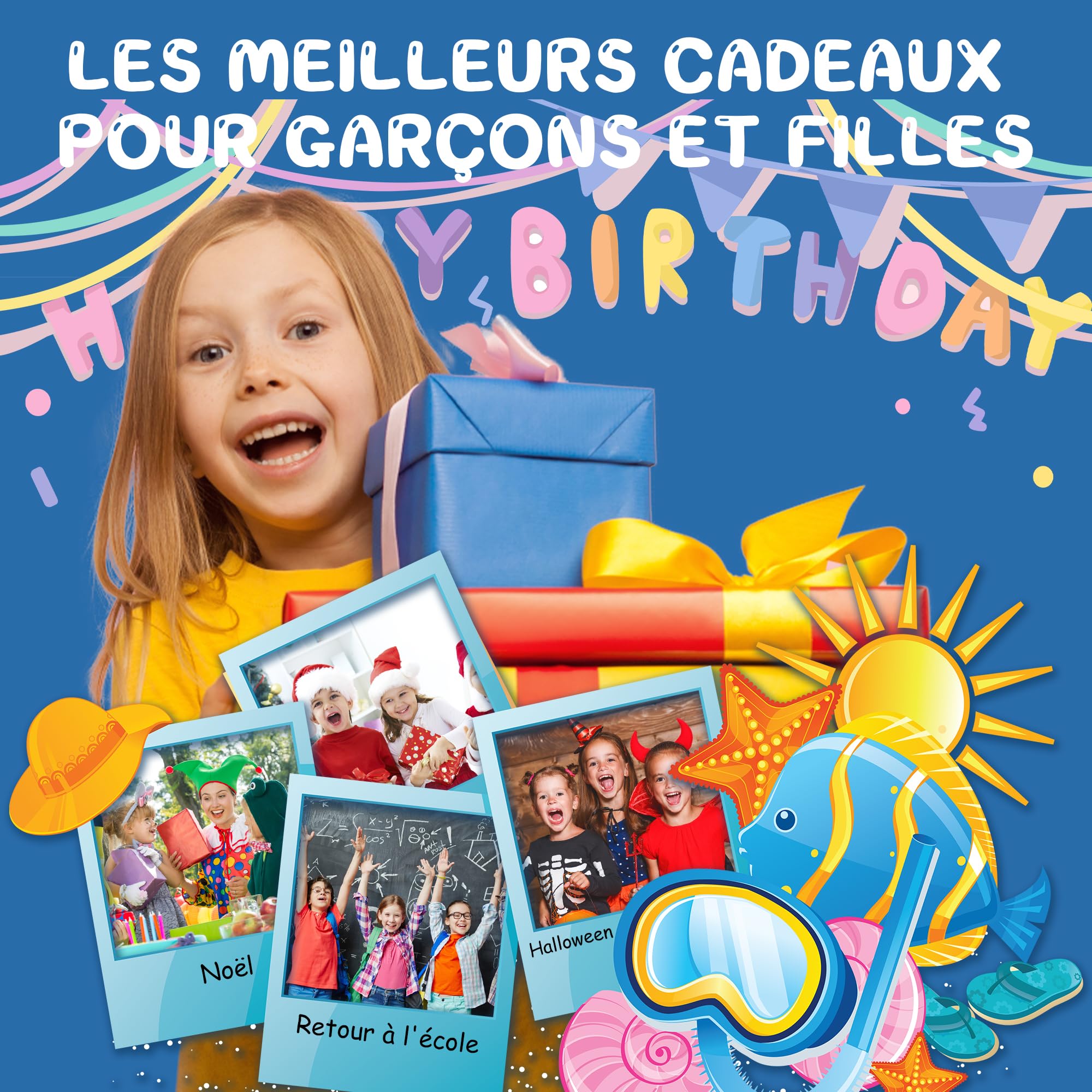 GIGART Tablette d'écriture LCD 15 pouces écran coloré effacement verrouillable cadeau anniversaire 3-12 ans bleu foncé
