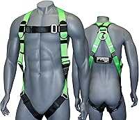 AFP Universal Full-Body Fall Protection Safety Harness w/ Dorsal D-Ring, Mating Buckle Legs - High-Vis Green, OSHA/ANSI Compliant for Roofing & Construction