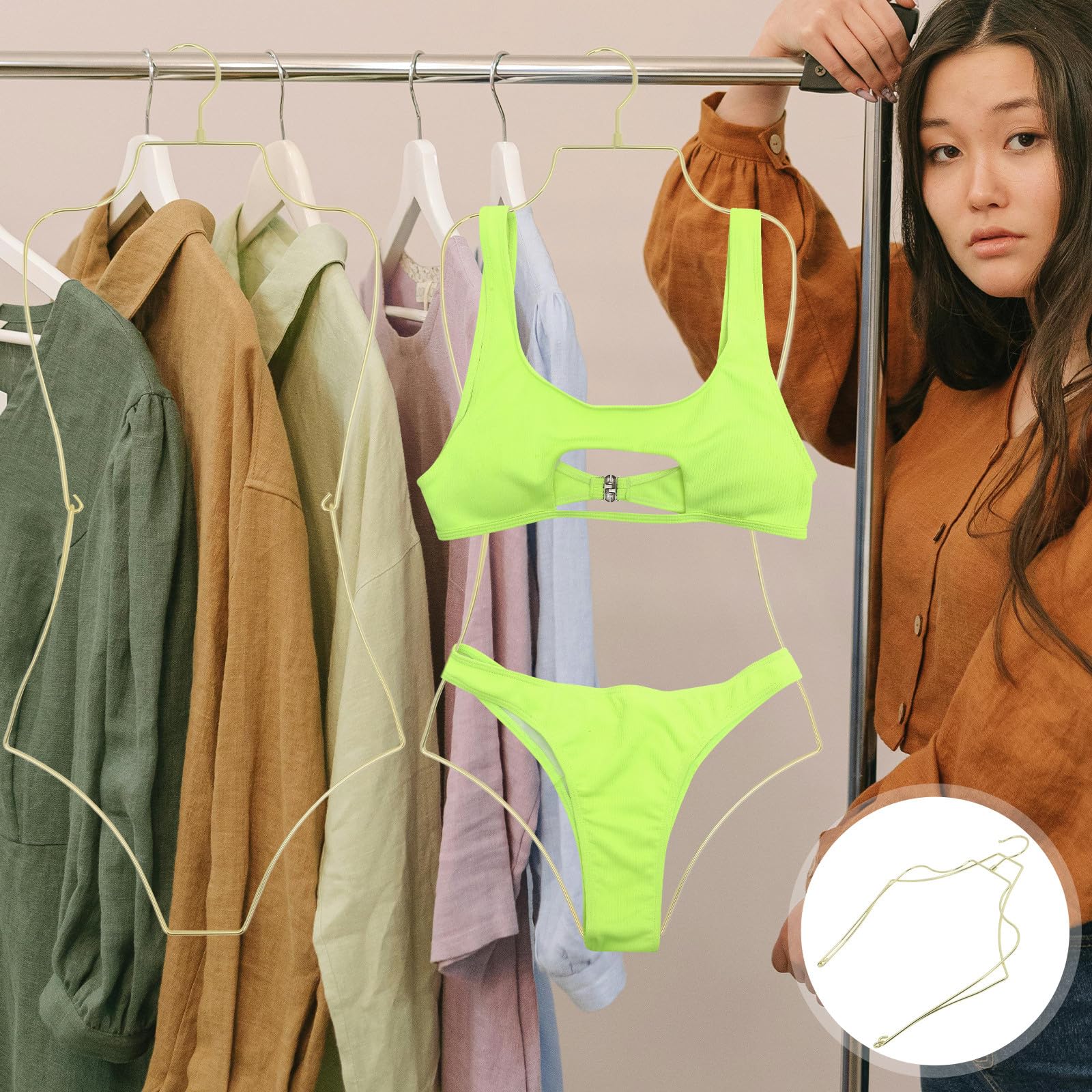 Balacoo Gruccia Pieghevole in Metallo per 2 Costumi da Bagno Donna, per Esposizione e Uso in Viaggio