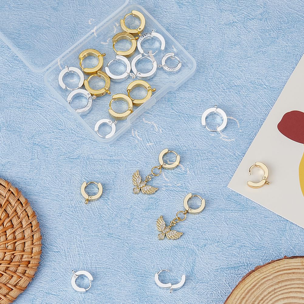 DICOSMETIC 24Pcs 2 Style Acciaio Inossidabile Huggie Hoop Leverback Orecchini Risultati Rotondi Gancio Francese Earwires con Anello Aperto Ipoallergenico Orecchini per La Creazione di Gioielli