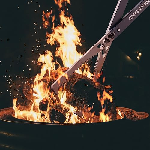 Miniatura 6 de AIDAY Pinzas de fuego resistentes de 38 pulgadas, pinzas de leña, pinzas de óxido de aluminio para fogatas con mango de aislamiento de troncos,