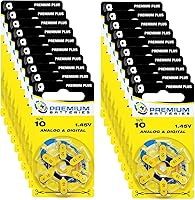 Vista 34 de Premium Batteries Tamaño 10 Batería de audífono de 1.45V Lengüeta amarilla (6 Baterías)