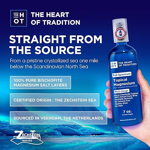 Miniatura 2 de Botella de vidrio tópico de aceite de magnesio de la antigua Zechstein Sea y traza mineral, 7 onzas  Aceite transdérmico de magnesio puro para pies,