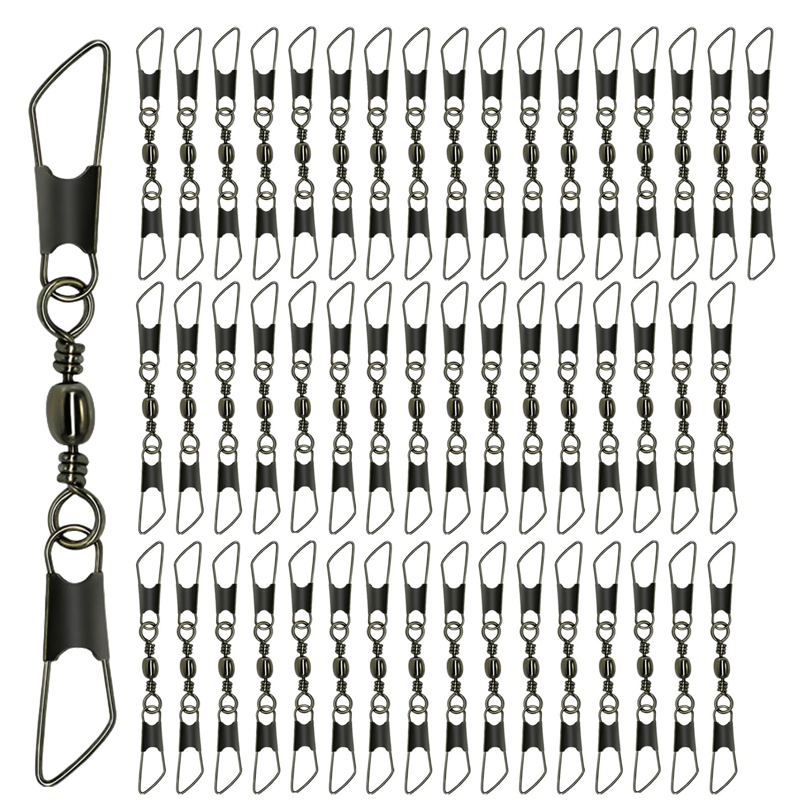 XuQiZZpp 50pcs Swivels Fishing Lures Hook Connector with Pin Saltwater Fishing Tackle Accessories