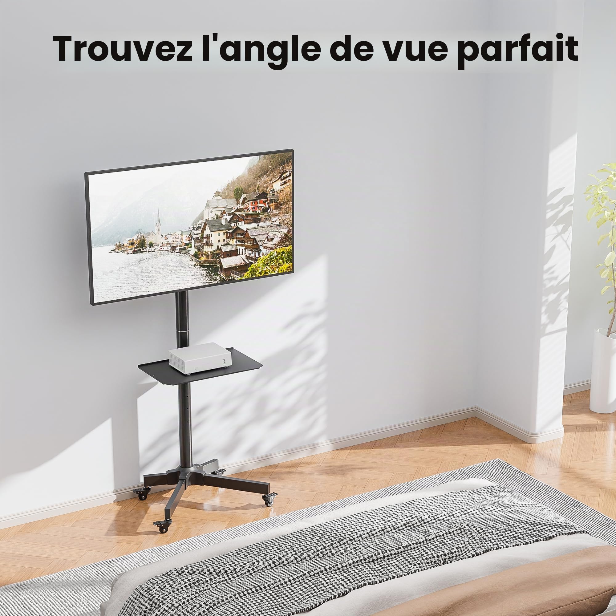 BONTEC Support TV roulettes, Support TV sur Pied avec roulettes pour Écran Plasma/LCD/LED 23-60 Pouces, Pied TV Universel Hauteur 800-1500 mm, Pied TV Charge 40 kg, VESA 400x400 mm