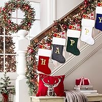 Vista 6 de Medias de Navidad de Terciopelo Rojo de 20 Pulgadas con Puño de Felpa Súper Suave Blanco con Monograma, Medias de Navidad Personalizadas Bordadas
