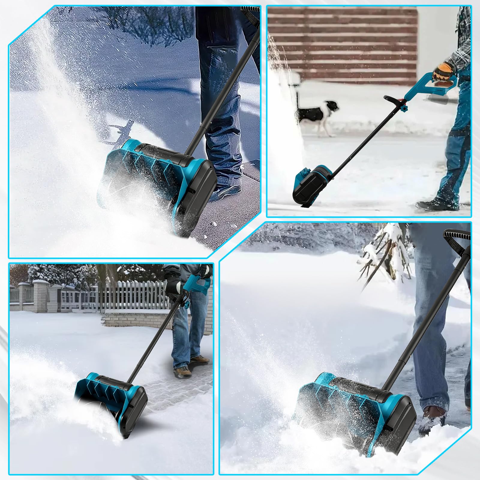 Akku Schneefräse für Makita Akku 18V, Bürstenlos elektrische Schneefräse,1000W kabellos Schneebürste bis 30cm Räumhöhe, 8m Wurfweite,30cm Arbeitsbreite, 70° Einstellbar(Ohne Akku)