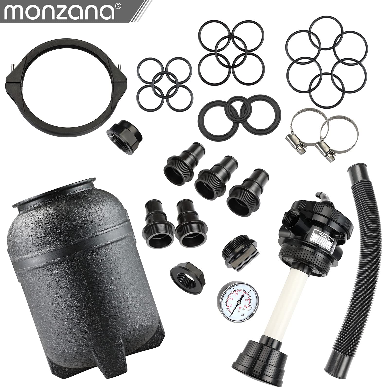 Monzana Depuradora con Bomba para Piscinas o estanques 7.980 L/H y 200W Válvula con 7 Funciones