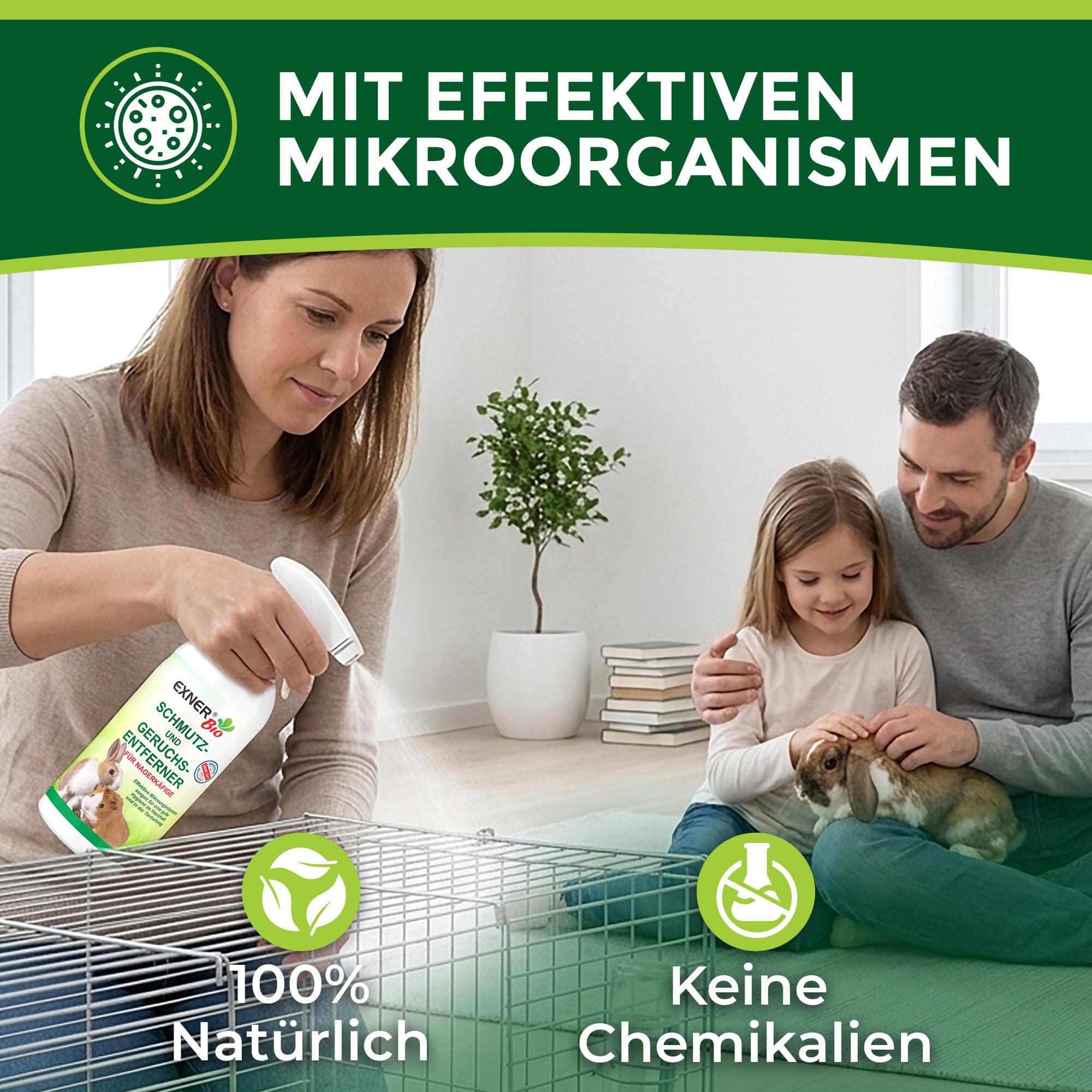 Anti-odeur et saleté pour cages de rongeurs, avec micro-organismes contre les selles, l'urine et les odeurs des animaux domestiques, 100 % naturel et délicat, vaporisateur de 500 ml