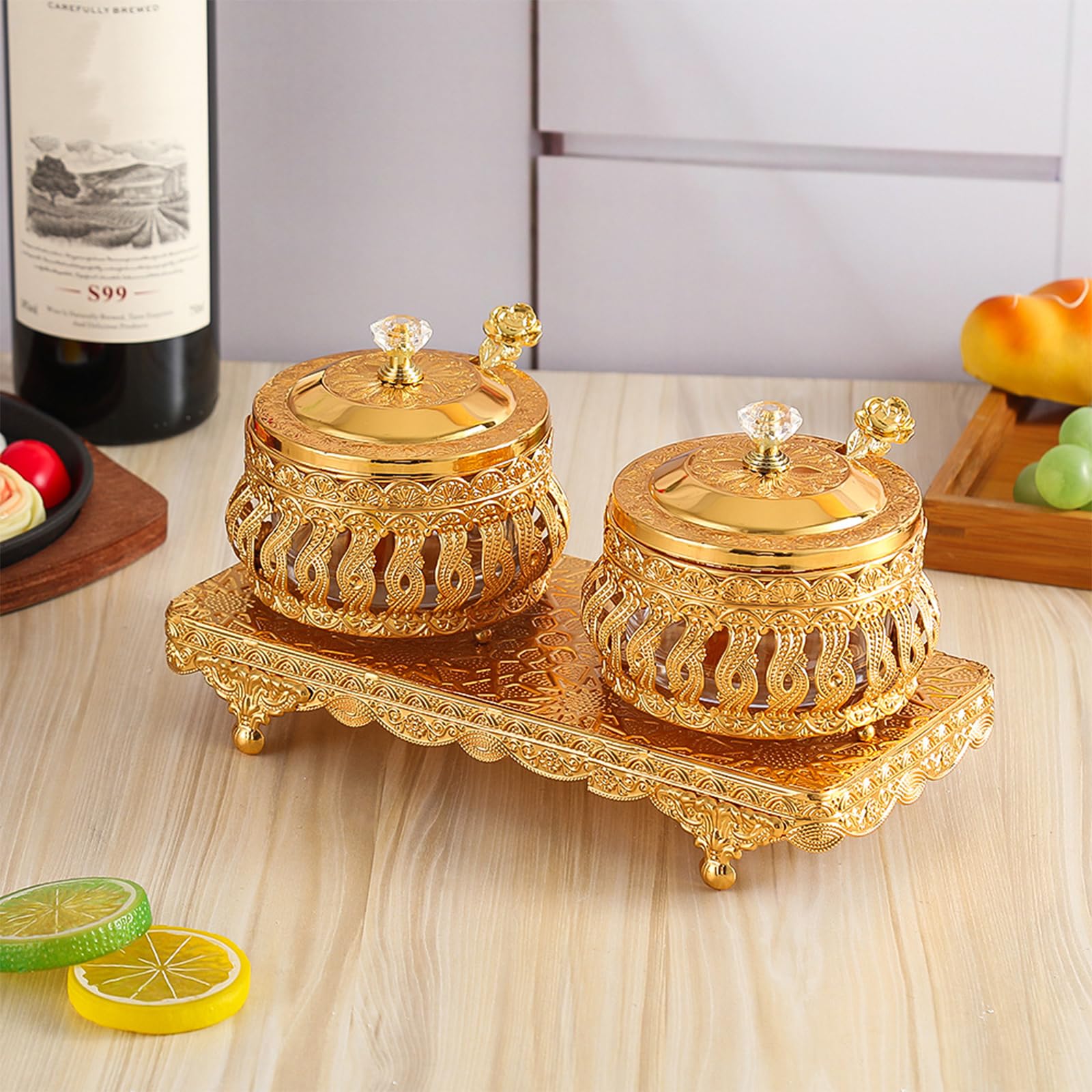Anspruchsvolle europäische Designs Gewürzhalter Gewürzbehälter mit Deckel, Löffel und stabilem Boden Metall Gewürzbehälter Löffel