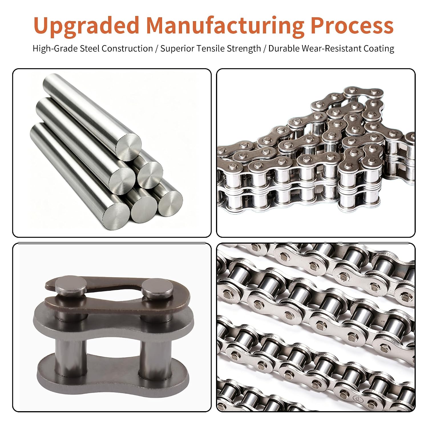 Dirt Bike Chain Compatible with Tutti Tutto Soleil 01 Electric Motorcycle, Replacement for Yozma IN10, Heavy Duty Carbon Steel 420 Drive Chain 116 Links Ebike Accessories