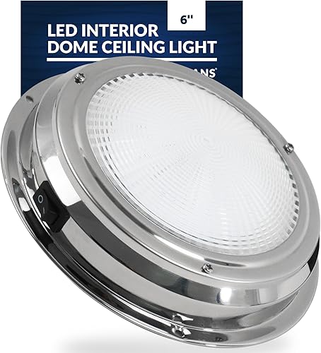 Five Oceans FO2625 - Luz LED marina de cúpula interior, luces LED de techo de barco de 6 pulgadas, luz redonda de cabina, LED blanco de luz diurna,