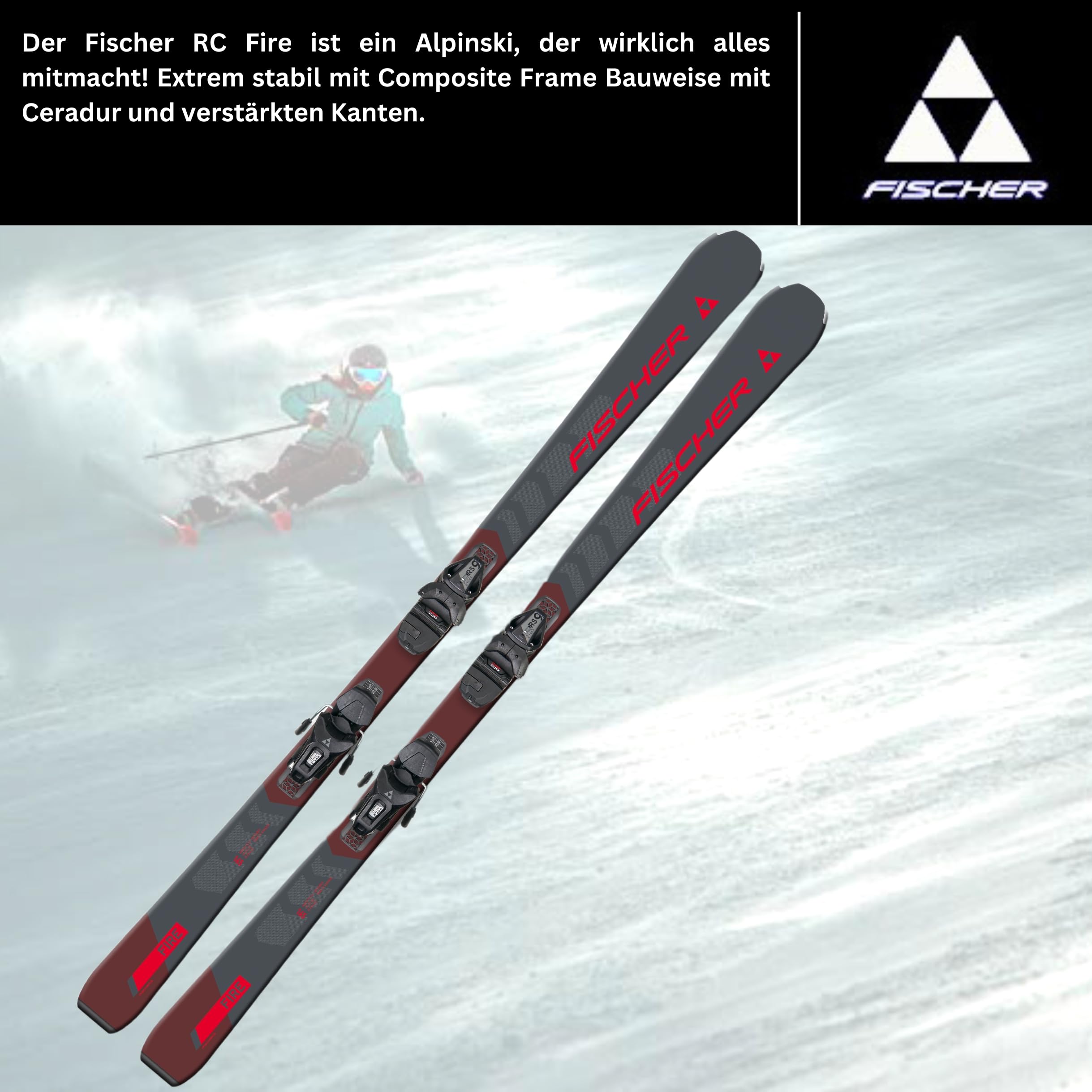 Sci alpino Carvingski On-Piste-Rocker – Fischer RC Fire SLR – con attacco RS9 SLR Z2,5 – 9 – All Mountain Ski – adatto per principianti e esperti
