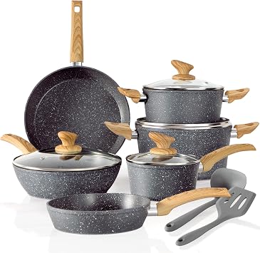 DishDelight Induktions Töpfe Set Mit Deckel 12-teiliges