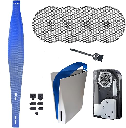 Dust Cover Net for PS5 Console(New Design), PS5 Fan Dust Cover Filter, Heatsink Barrier Pets Hair Anti-dust Cover Dustproof for Playstation 5 Optical Drive / Digital Version Accessories Kit.(Blue)