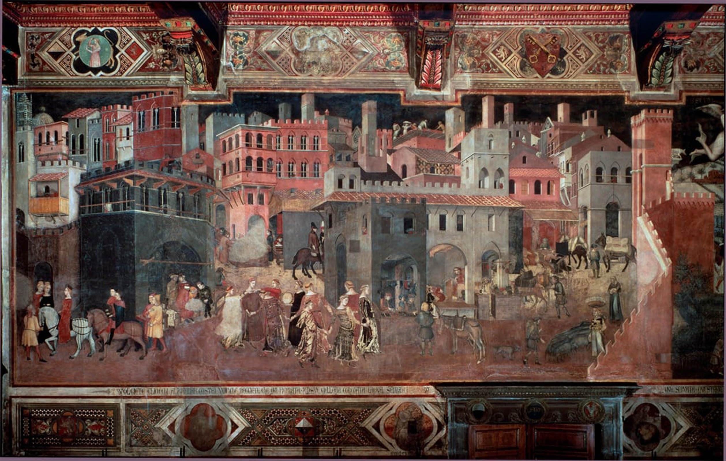 POSTERIIk Famous Print Pop Art Wall Art Graffiti the Effects of Good and Bad Government on the City and the Country by Ambrogio Lorenzetti Art Prints for Home Decor 60x90cm