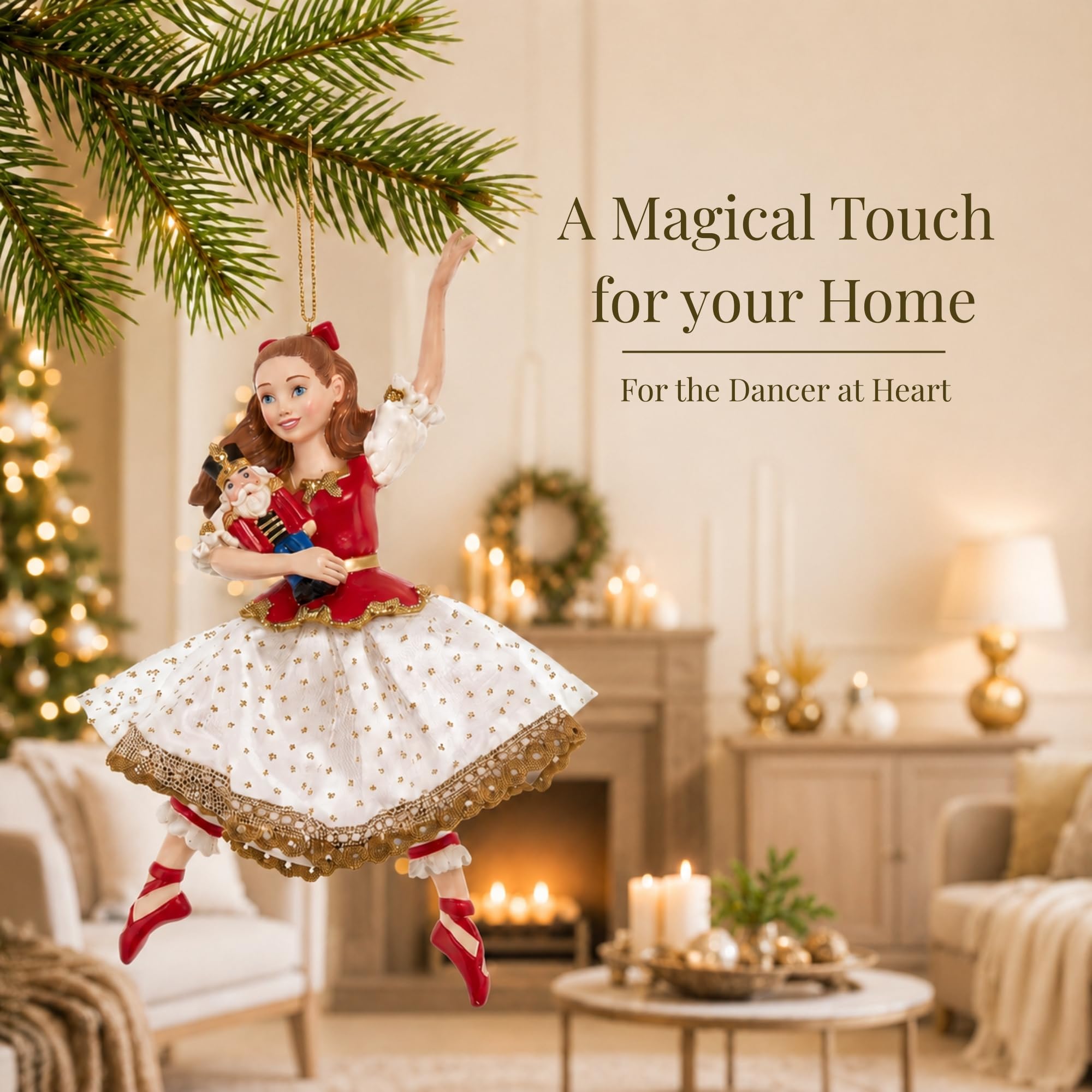 The Bridge Collection Clara in Red Dress with Nutcracker Doll Ornament