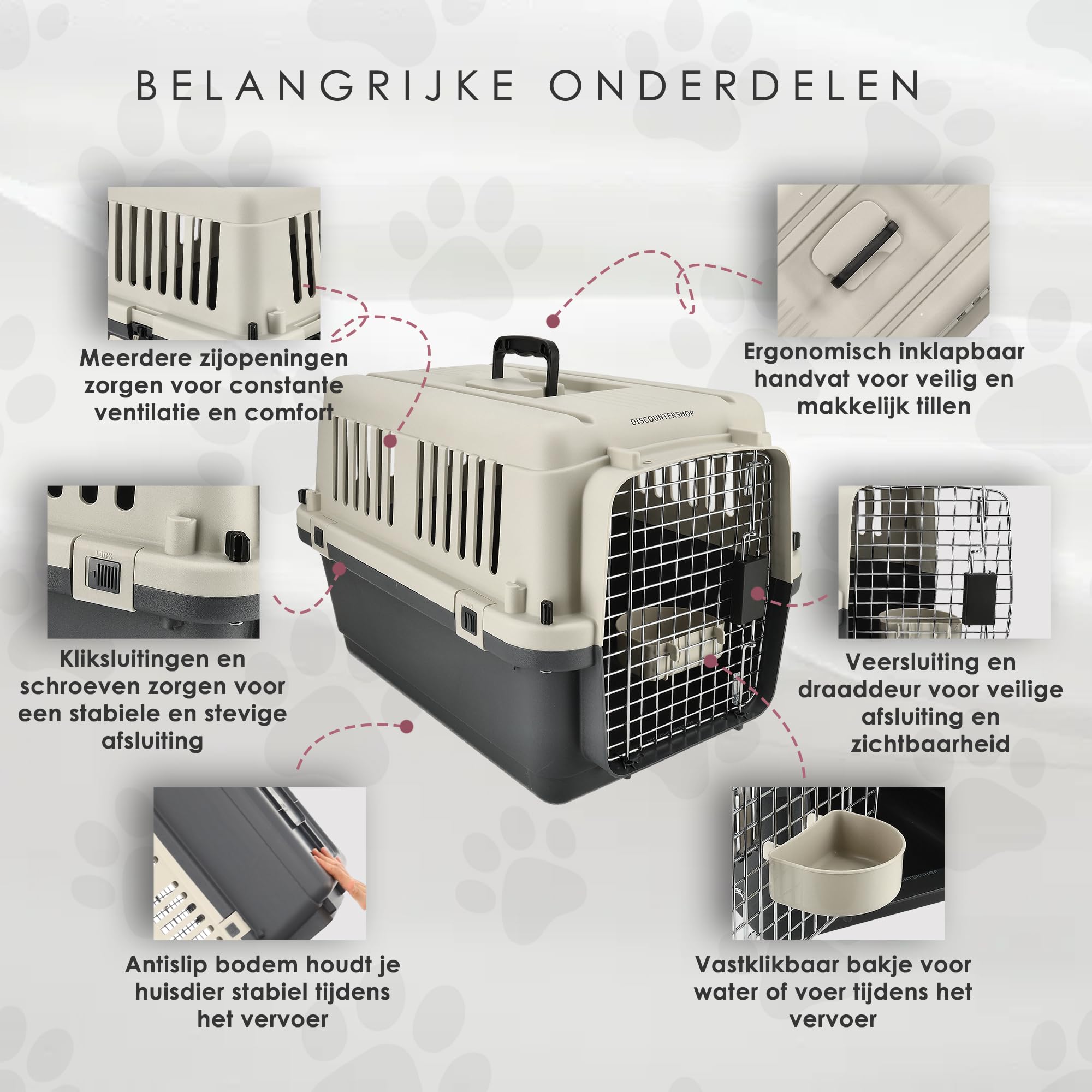 Panier de Voyage pour Chat Grand 61x41x40cm - Panier de Voyage Chat Jusqu'à 15 kg - Boîte de Transport Chat & Chien - Cage pour Chat avec Vis - Convient IATA