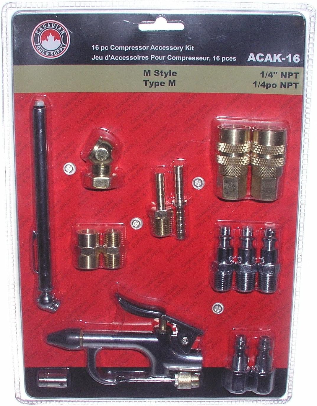 Canadian Tool and Supply 16 Piece Air Tool and Compressor Accessory Kit