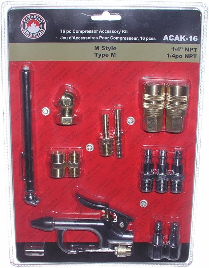Canadian Tool and Supply 16 Piece Air Tool and Compressor Accessory Kit