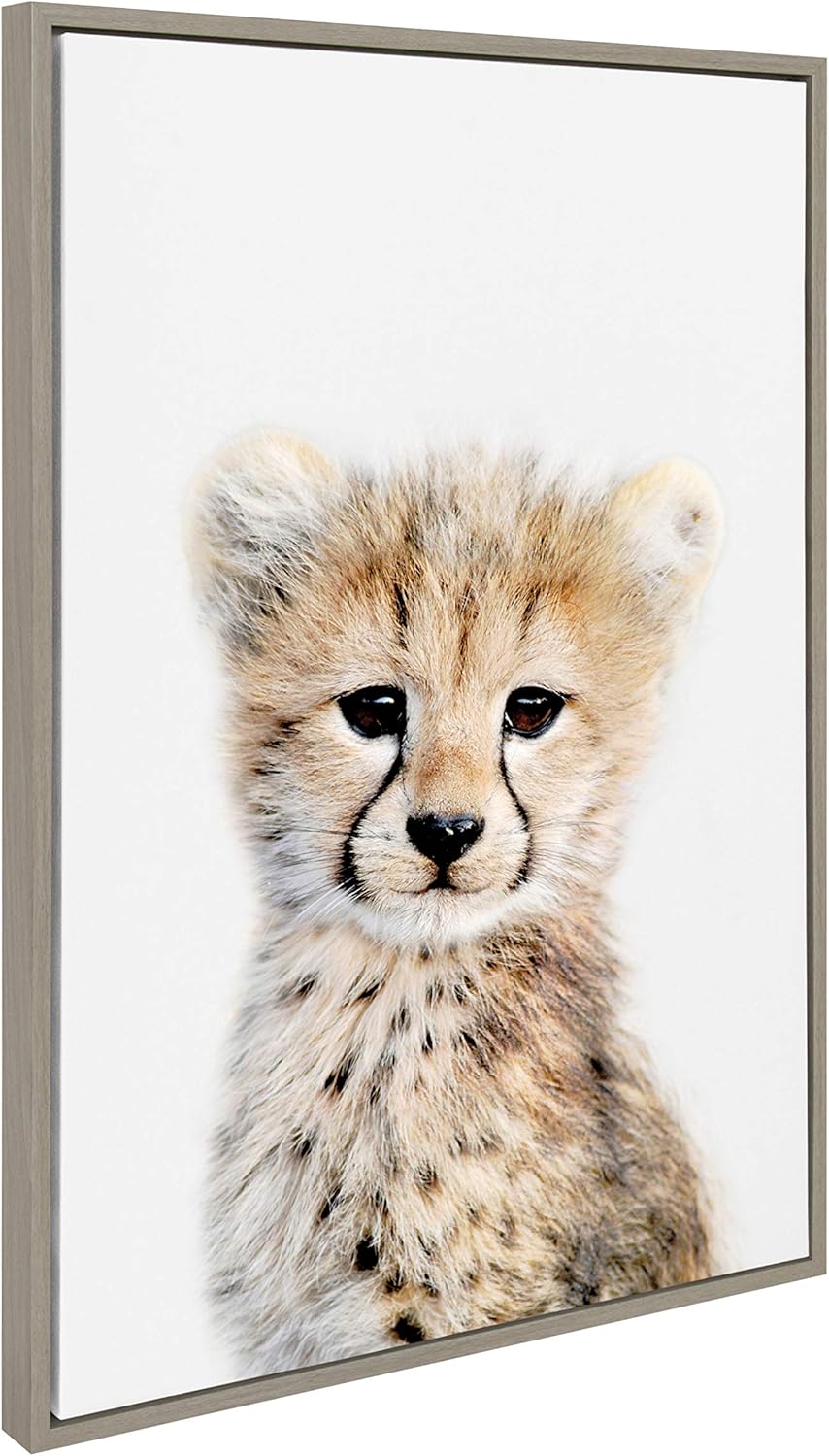 Gray Framed Canvas with Cheetah Print, 23" x 33"