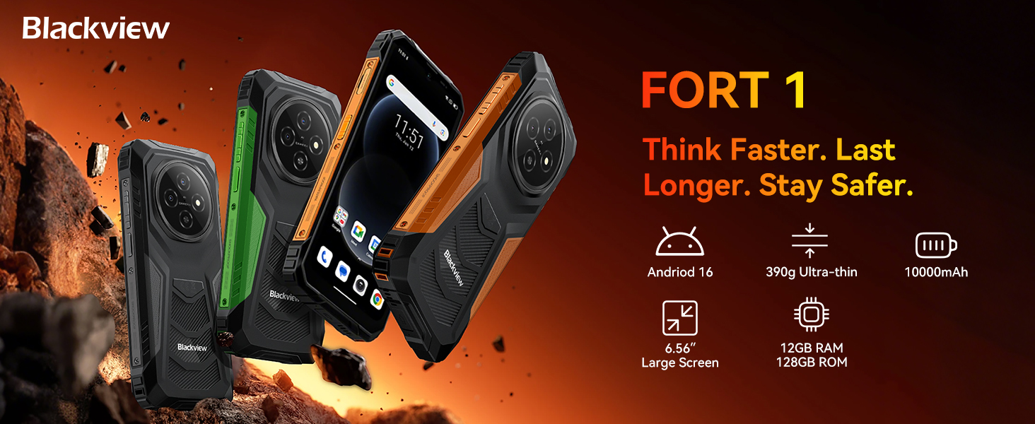 Amazon.com: Blackview Fort 1 Rugged Phone Android 16, 10000mAh