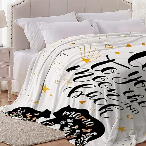 Miniatura 5 de Todeyya Manta Mama Bear Love You Moon and Back - Manta de franela súper suave, manta de felpa ligera de microfibra acogedora para sofá, regalos S de