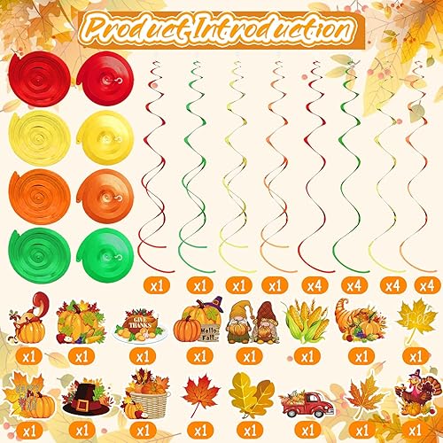 Miniatura 3 de 36 remolinos colgantes para fiesta de Acción de Gracias, otoño, hola otoño, remolinos colgantes, remolinos colgantes de Acción de Gracias, calabaza,