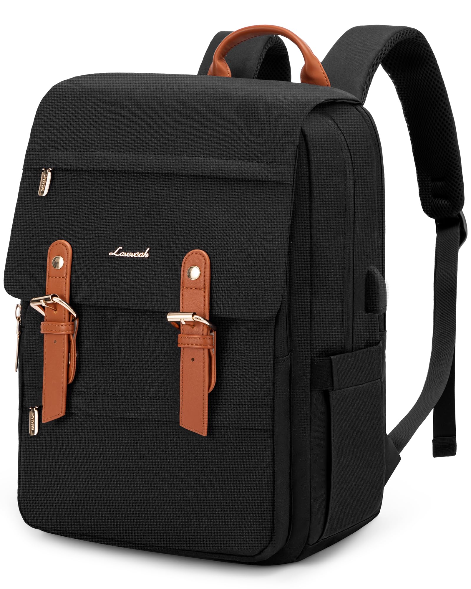 LOVEVOOK Schulrucksack Teenager Mädchen, Rucksack Damen Herren, Wasserdichter Travel Backpack mit Laptop Fach 17 Zoll, School Bag Tagesrucksack, Handgepäck für Lehrer Schule Business Reise Schwarz
