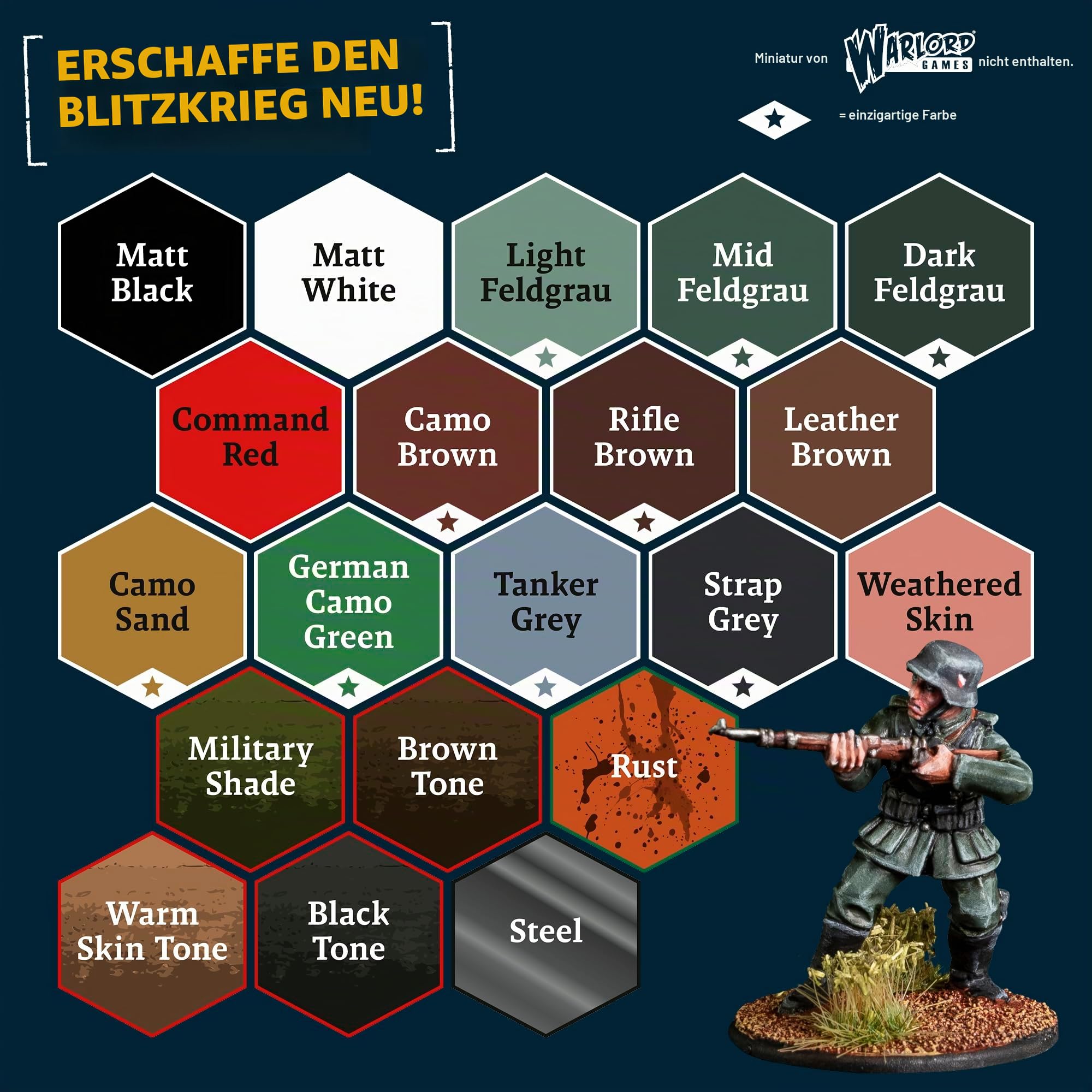 The Army Painter, Historical: WWII German Paint Set Combo, 20x18ml Farbe | Acrylfarben inkl. Warpaints Fanatic: 14 Acrylic, 4 Washes, 1 Effect, 1 Metallic & 1 pinsel - Miniaturfarben für Armed Forces
