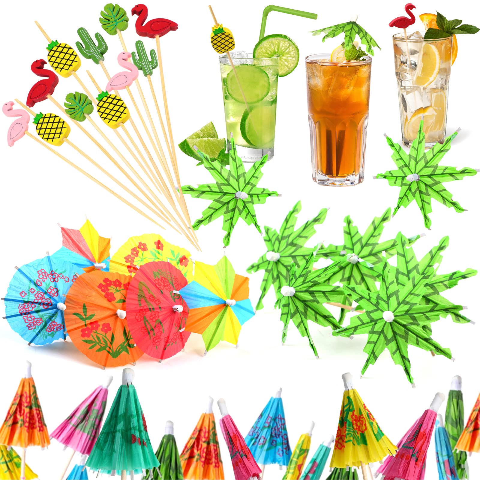 Pics à cocktail tropicaux FOIMAS x160 en bambou pour déco de buffet Luau