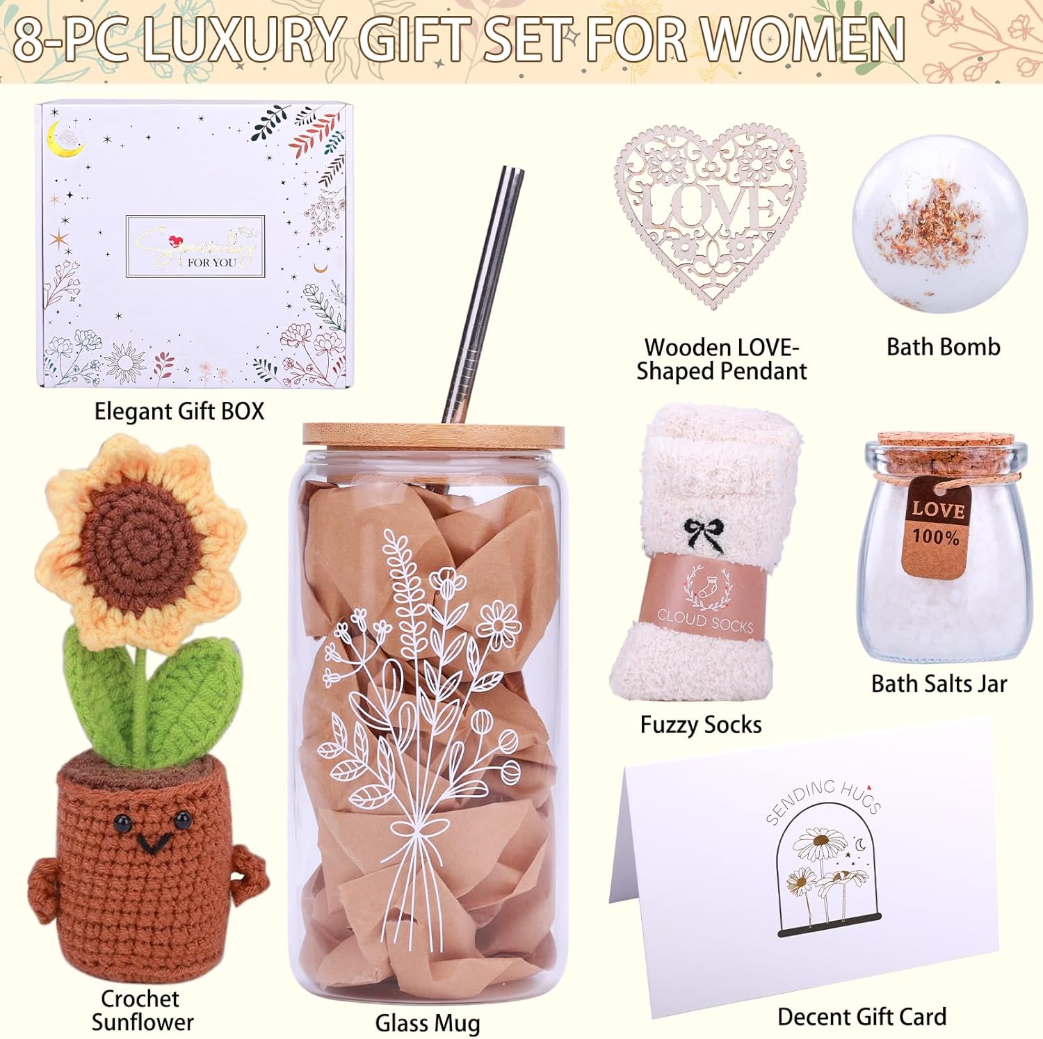 Get Well Soon Gifts Self Care Package For Women, Sunflower Gifts Baskets Feel Better Soon, Birthday Gift for women, Christmas Gift Sets Women Teen GirlsThinking Of You Best Post - Image 2