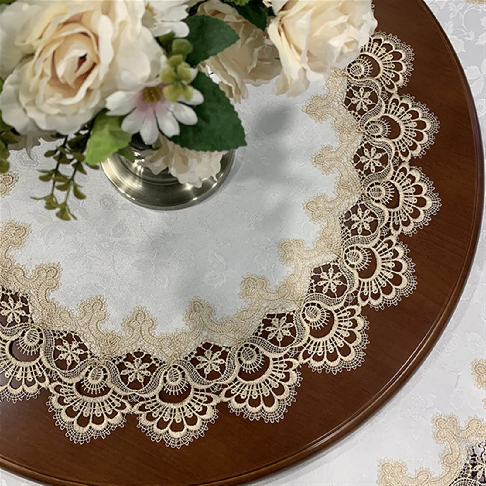Męska oddychająca bawełniana bielizna Europejski styl wiejski koronkowy obrus do kawy pusty prostokątny kwadratowy okrągły przędza haftowana(L,Diameter 220CM)