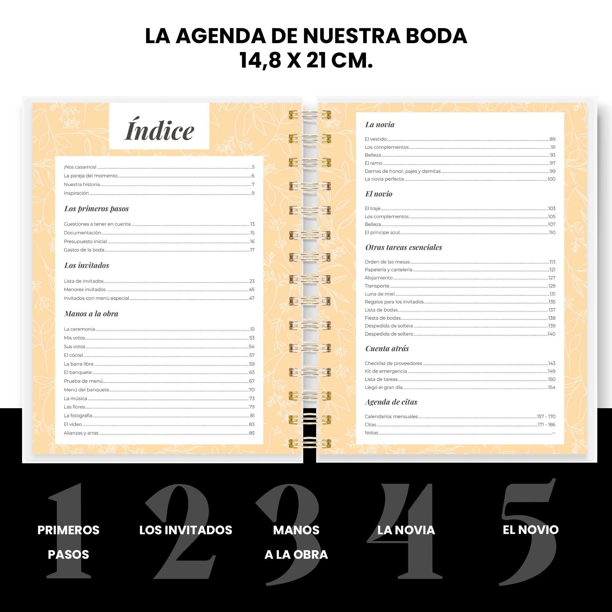 Agenda Boda Perfecta para Organizar cada detalle de tu Día - Ideal Para Novias y Novios, Esta Agenda de Boda te Ayudará a Planificar desde la Ceremonia hasta la Recepción. ONEPERSONAL(PERSONALIZAR)