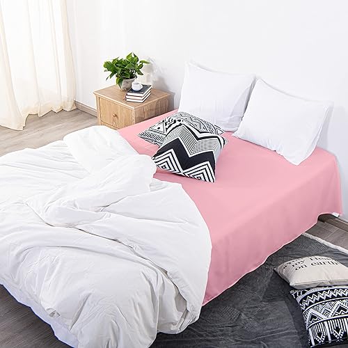 Vista 148 de BEDSUM Sábana encimera de microfibra tamaño individual, de lujo, 1800 hilos, resistente a las arrugas y a la decoloración, color blanco