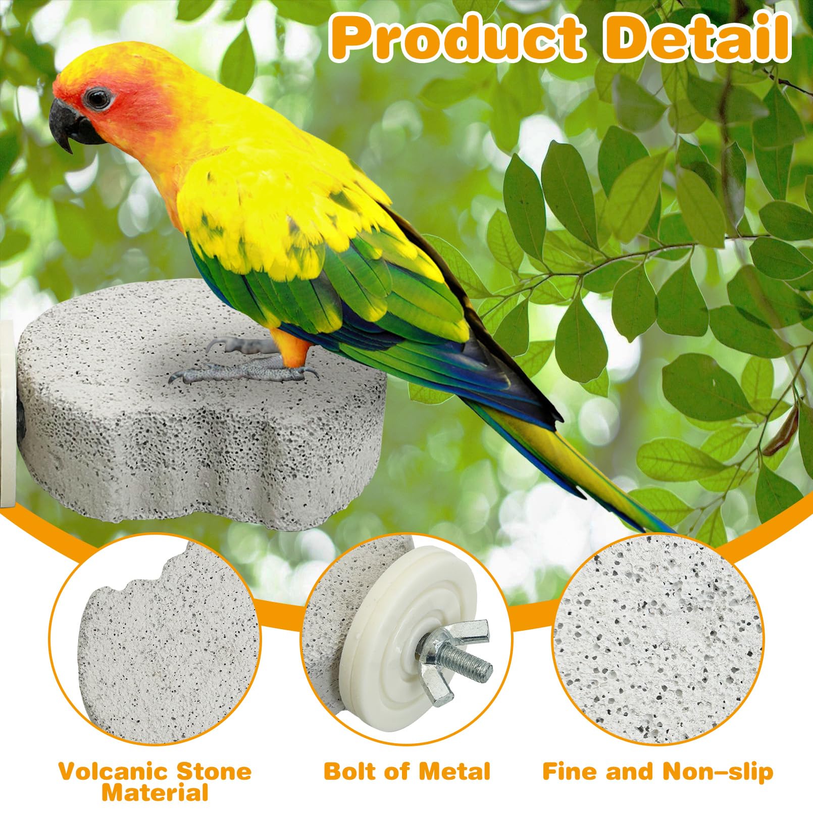 PINVNBY 4 PCS Bird Perches Calcium Parrot Perch Stand Bird Beak Grinding Stone Foot Claws Trimmer Parrot Chewing Toys Bird Cage Accessories for Budgie Cockatiel Conure Lovebird Finch - image 3