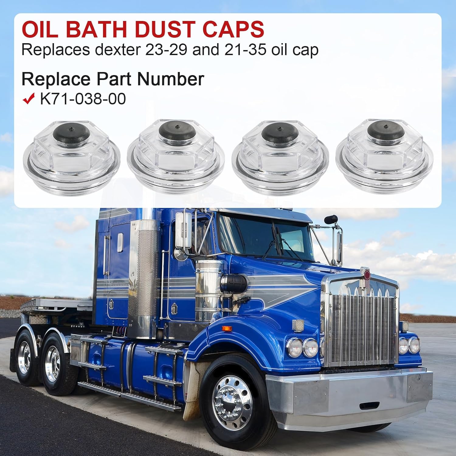 Oil Bath Dust Caps Compatible with Dexter 6k - 8K 8-218, 8-219 General Duty Axles Built After 1989 for Dexter 6K 7K 8K 2.75" Threads Trailer Axle Plastic Cover 21-35 23-29 Oil Caps K71-038-00 (4PCS? 4PCS Oil Caps
