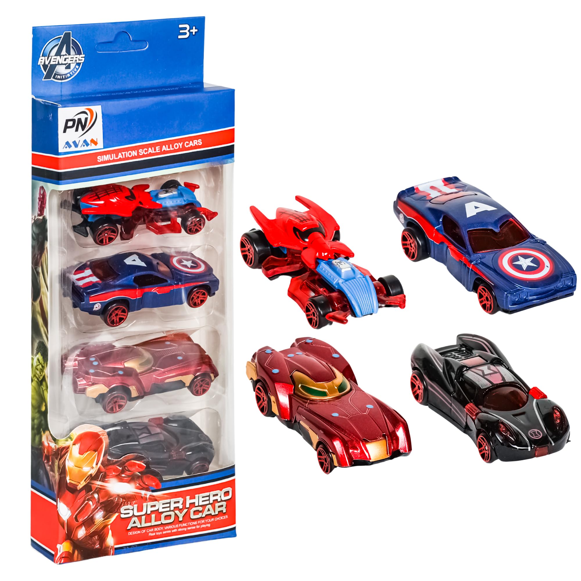 PN AVAN Mini Metal Die Cast Car Set of 4 Toy Vehicle Play Set Free Wheel High Speed Unbreakable, Small Racing for Exciting Playtime Adventures, Movie Vehicle Car for Kid (Set of 4)