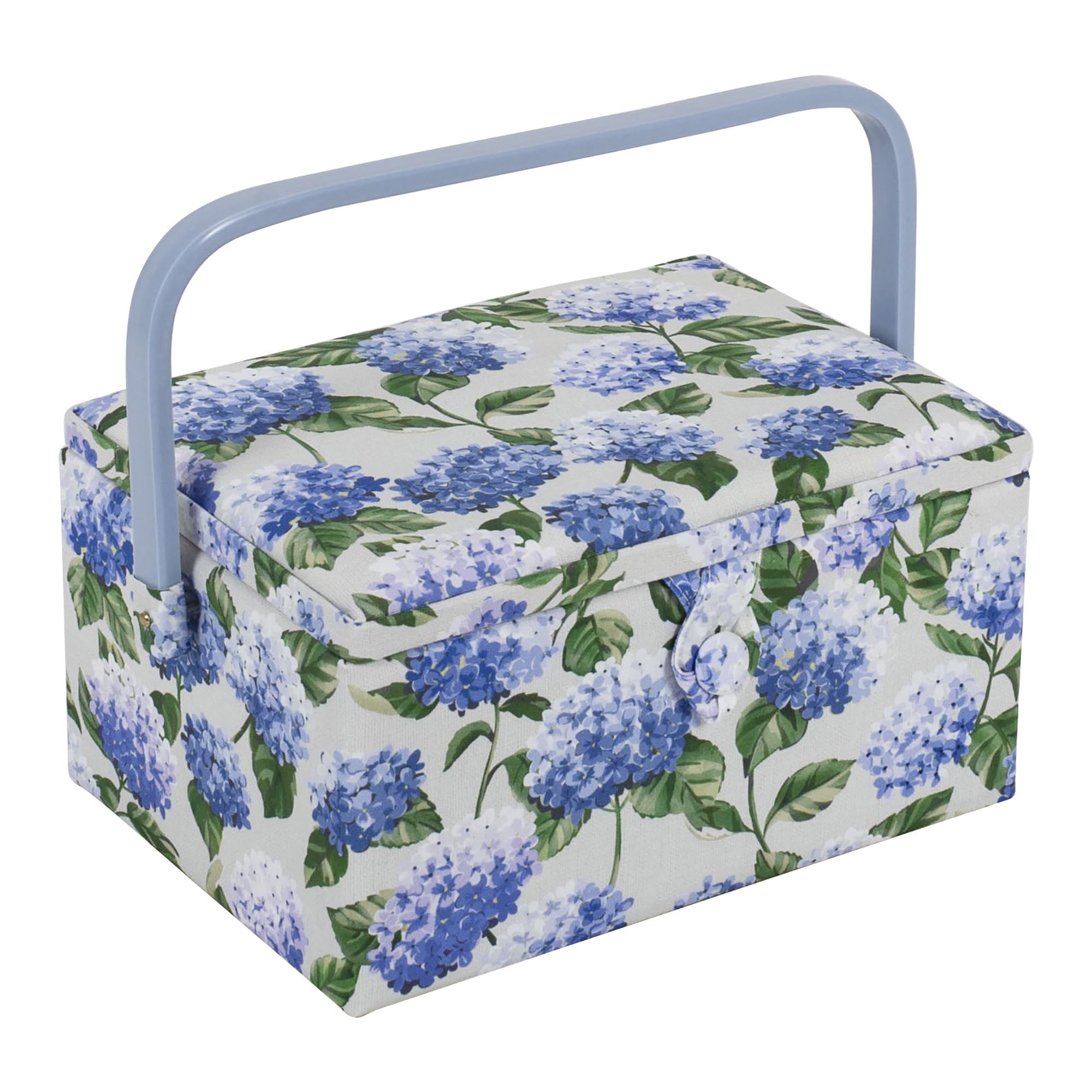 Hobby Gift Medium Sewing Box Organiser with Handle - Cotton Basket Sewing Storage Box, Craft Storage Boxes with Compartments for Tools & Accessories - 18.5 x 25.5 x 14.5cm, Hydrangea